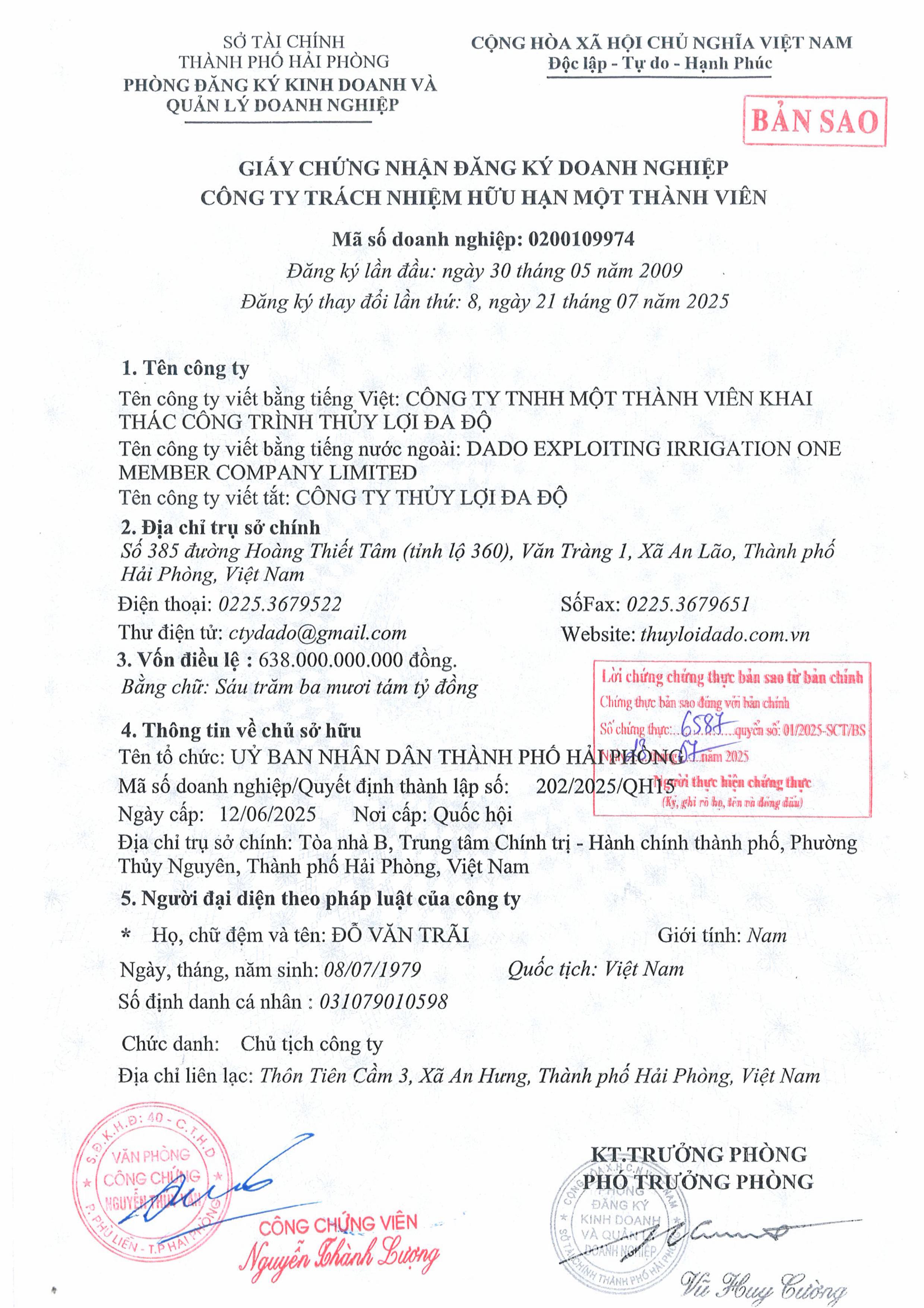 GIẤY CHỨNG NHẬN ĐĂNG KÝ KINH DOANH